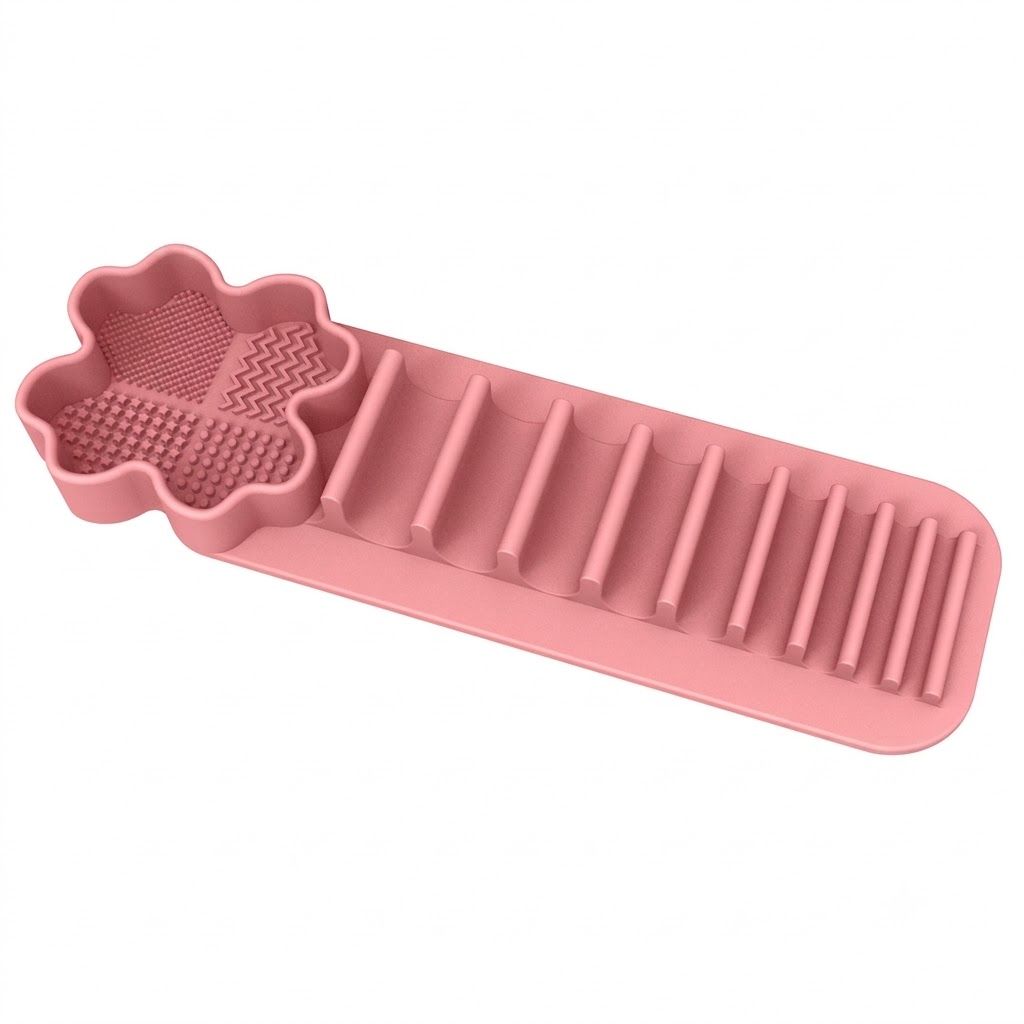 Multi-Functional Silicone Makeup Brush Holder and Cleaning Pad That Sticks to view 9