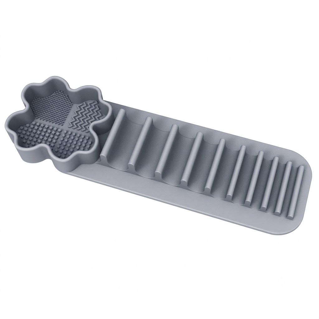 Multi-Functional Silicone Makeup Brush Holder and Cleaning Pad That Sticks to view 11
