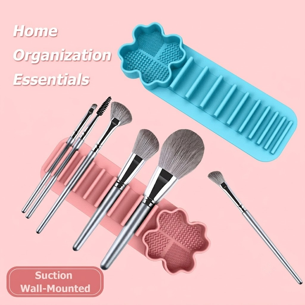 Multi-Functional Silicone Makeup Brush Holder and Cleaning Pad That Sticks to view 5