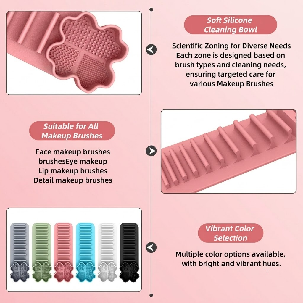 Multi-Functional Silicone Makeup Brush Holder and Cleaning Pad That Sticks to view 7
