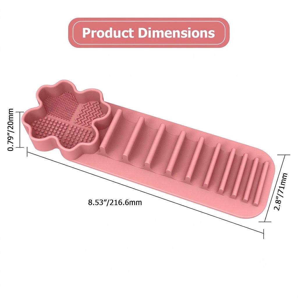 Multi-Functional Silicone Makeup Brush Holder and Cleaning Pad That Sticks to view 2