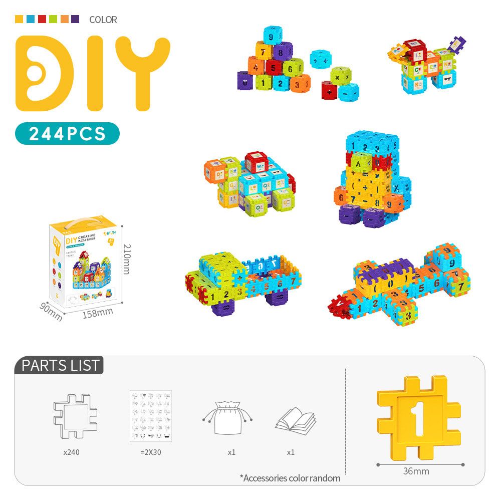 Creative DIY Puzzle Building Blocks Set for Kids Ages 3+ – Colorful — image 1