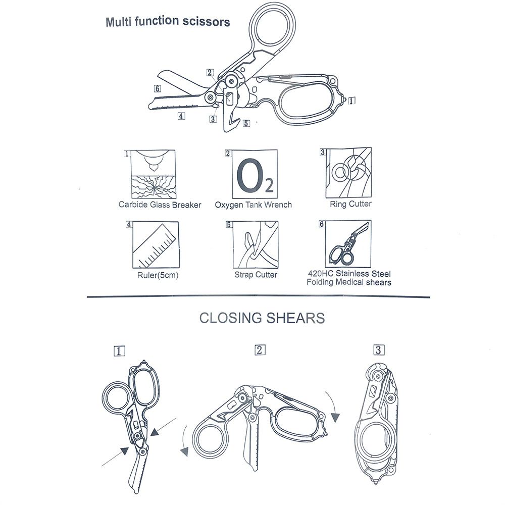 Multi-Function Folding Emergency Shear with 420HC Stainless Steel Blades view 9