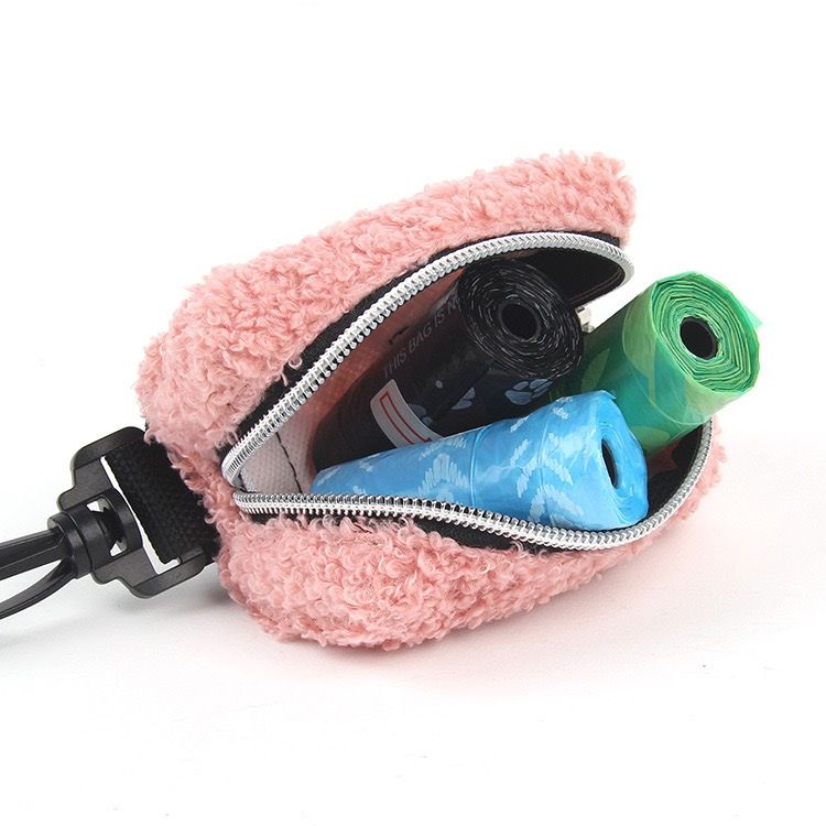 Plush Fleece Poop Bag Dispenser Carrier for Dog Walking – Portable Pouch with view 8
