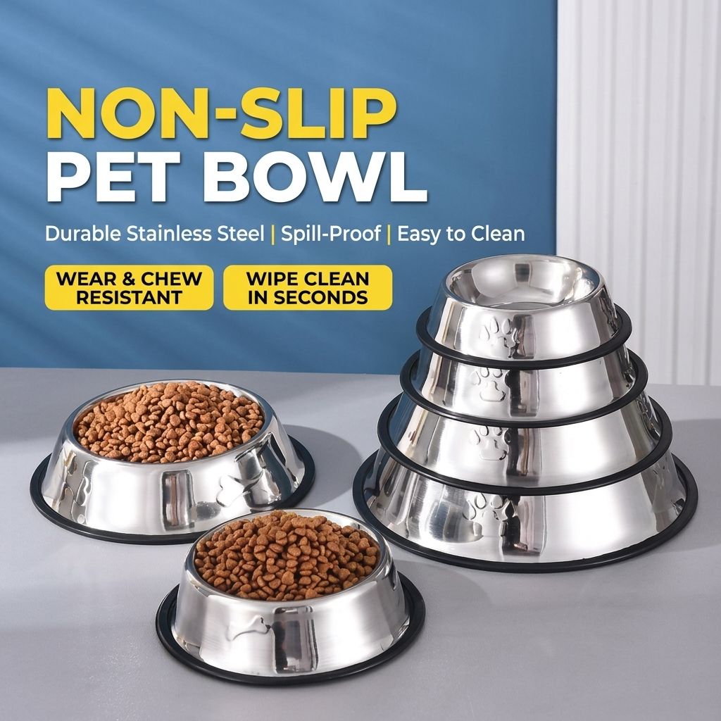 Stainless Steel Anti-Slip Pet Bowl with Rubber Base view 4