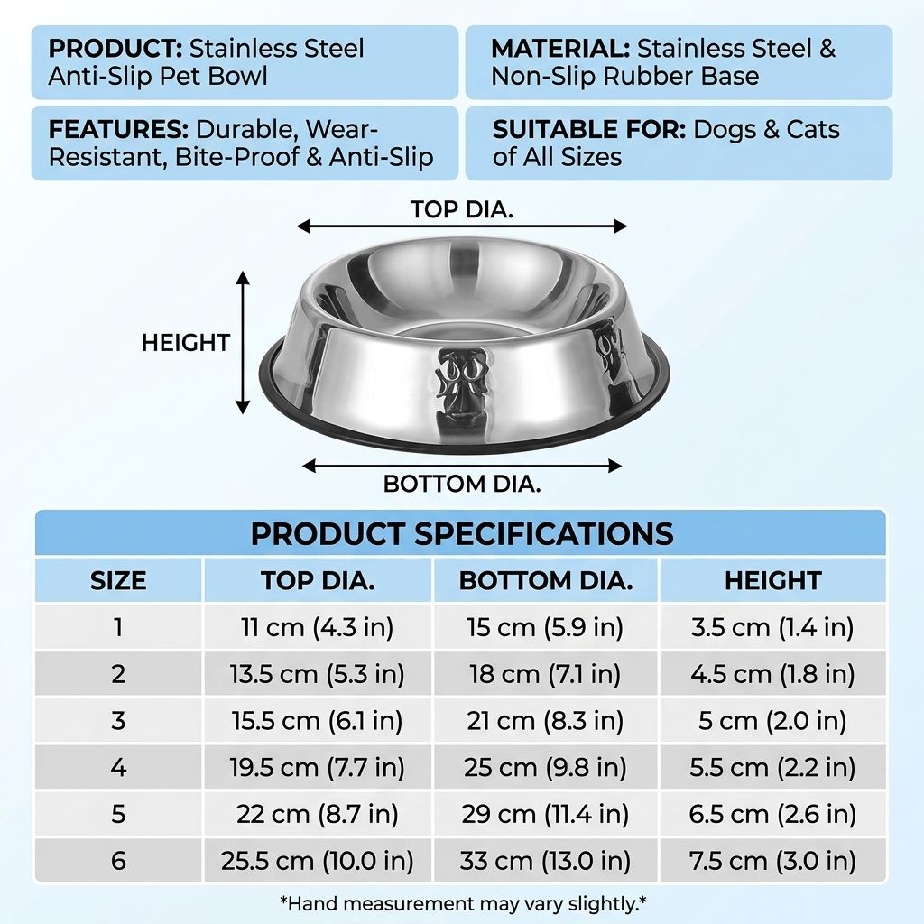 Stainless Steel Anti-Slip Pet Bowl with Rubber Base view 2