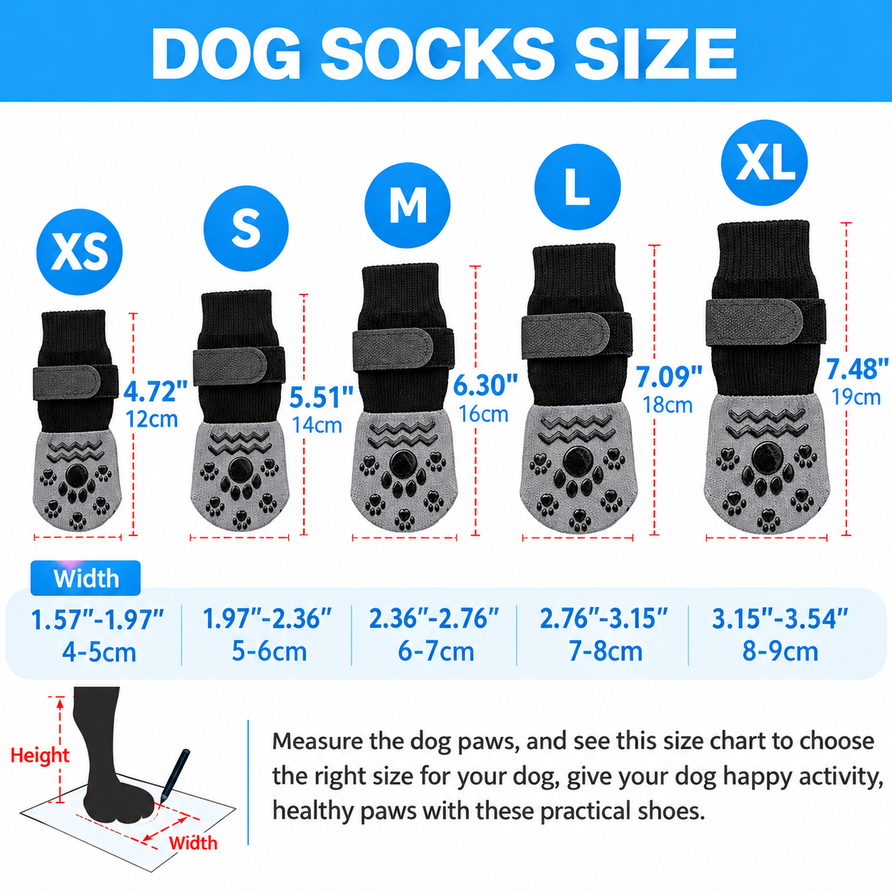 4PCS Anti-Slip Dog Socks with Adjustable Straps for Indoor Hardwood Floors and view 2