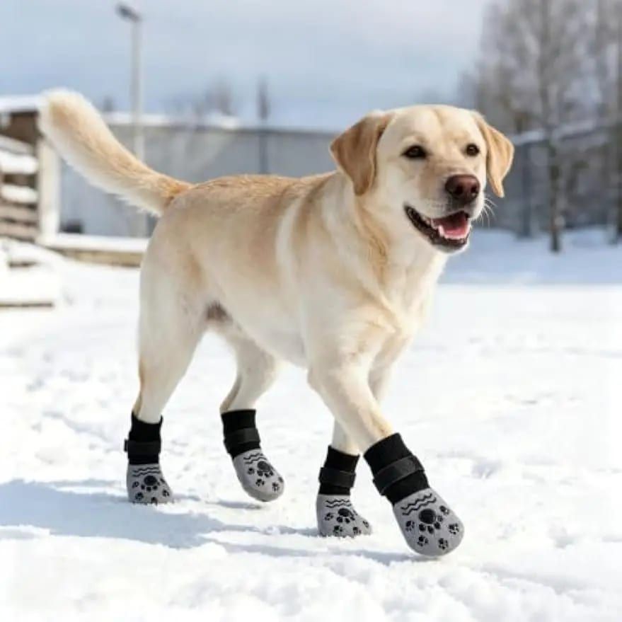4PCS Anti-Slip Dog Socks with Adjustable Straps for Indoor Hardwood Floors and view 7