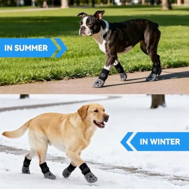 4PCS Anti-Slip Dog Socks with Adjustable Straps for Indoor Hardwood Floors and view 6