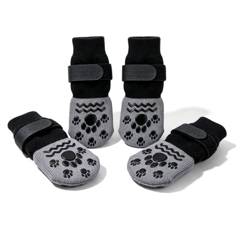 4PCS Anti-Slip Dog Socks with Adjustable Straps for Indoor Hardwood Floors and view 8