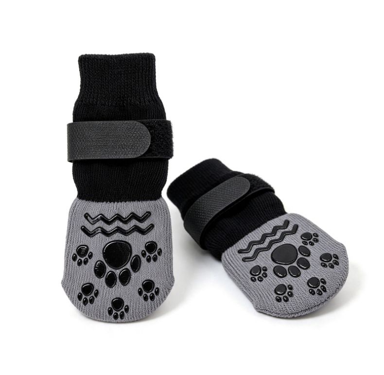 4PCS Anti-Slip Dog Socks with Adjustable Straps for Indoor Hardwood Floors and view 9