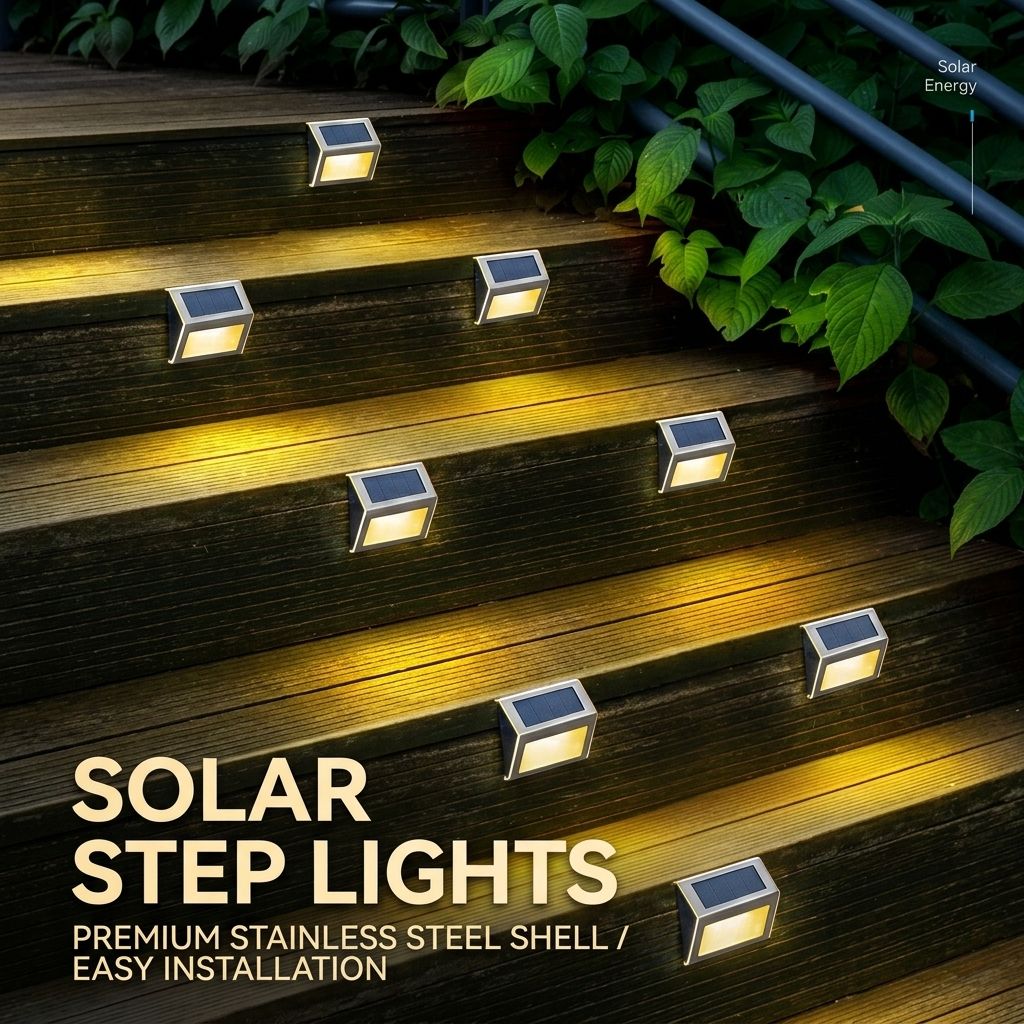 Solar Powered Step Lights for Outdoor Stairs — image 1