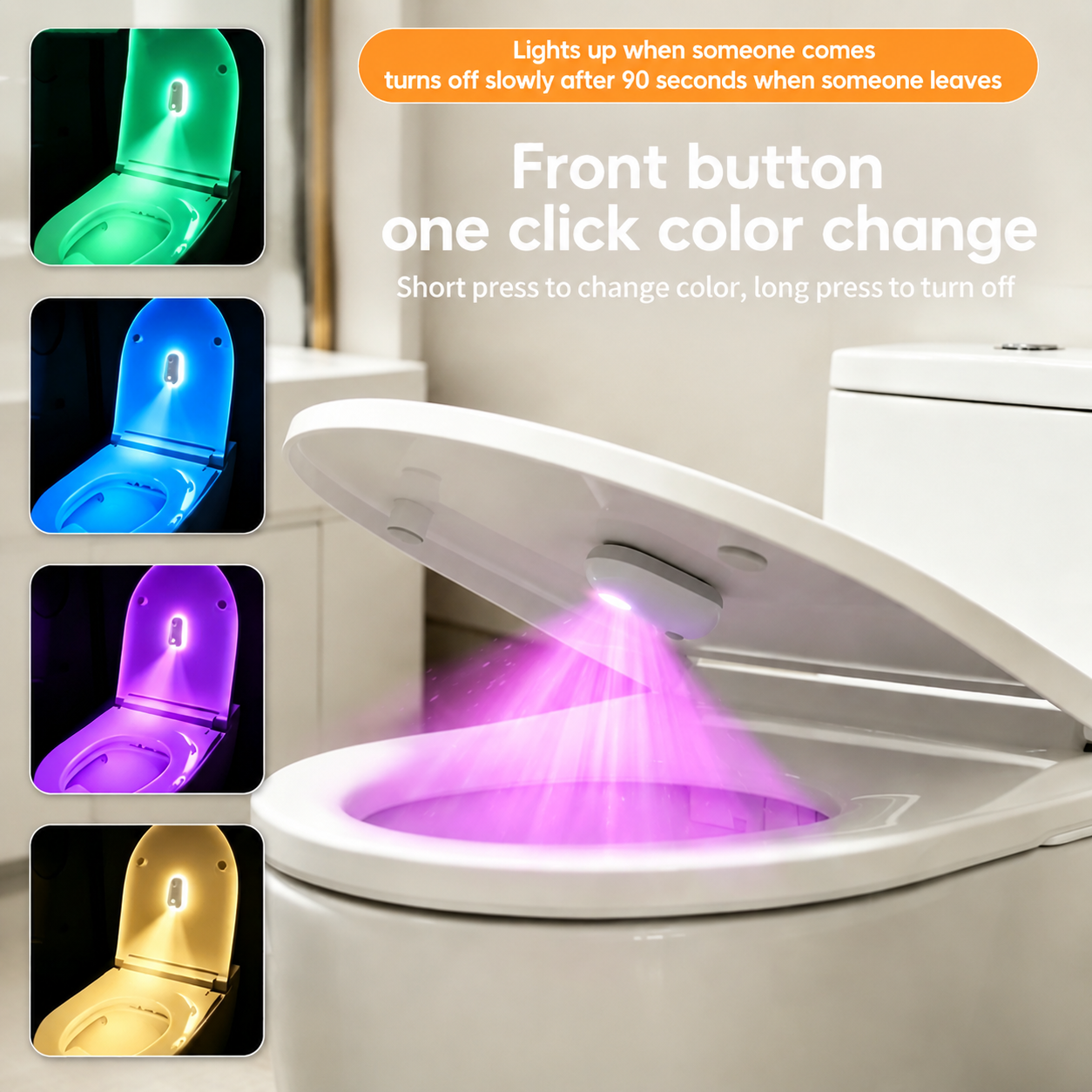 2-in-1 Motion Sensor Toilet UV Sterilizer Light with RGB Night Light view 3