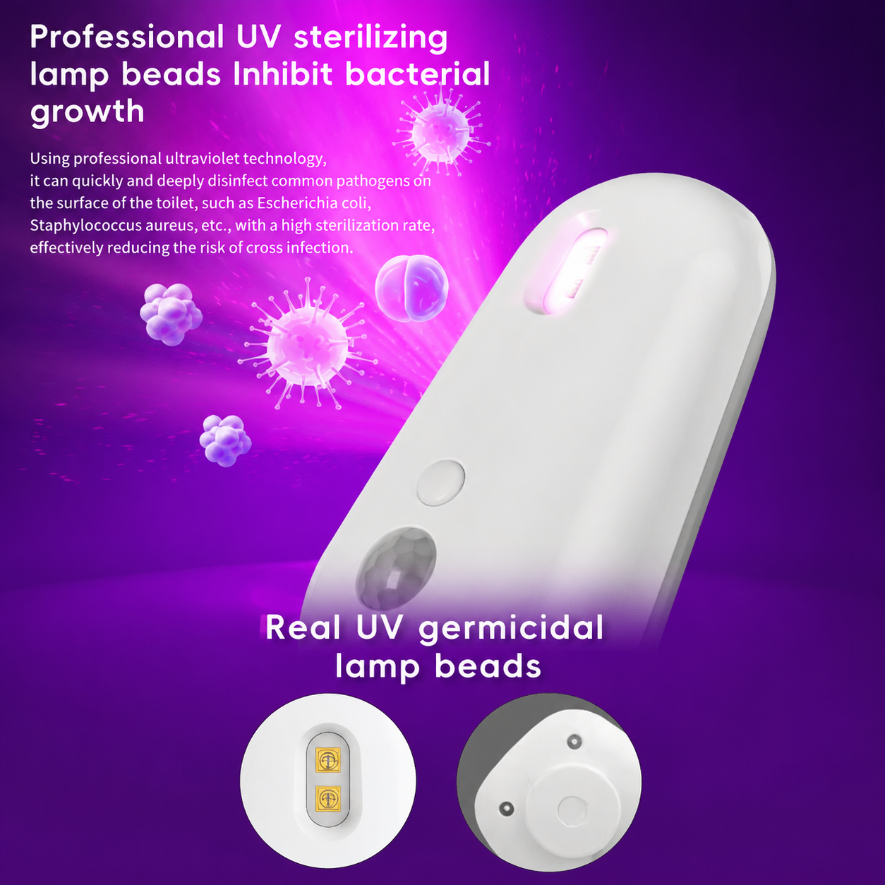 2-in-1 Motion Sensor Toilet UV Sterilizer Light with RGB Night Light view 7