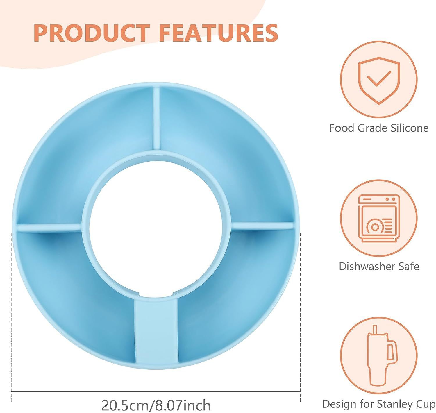 Food-Grade Silicone Snack Tray Ring for 40 oz Handled Tumbler view 13
