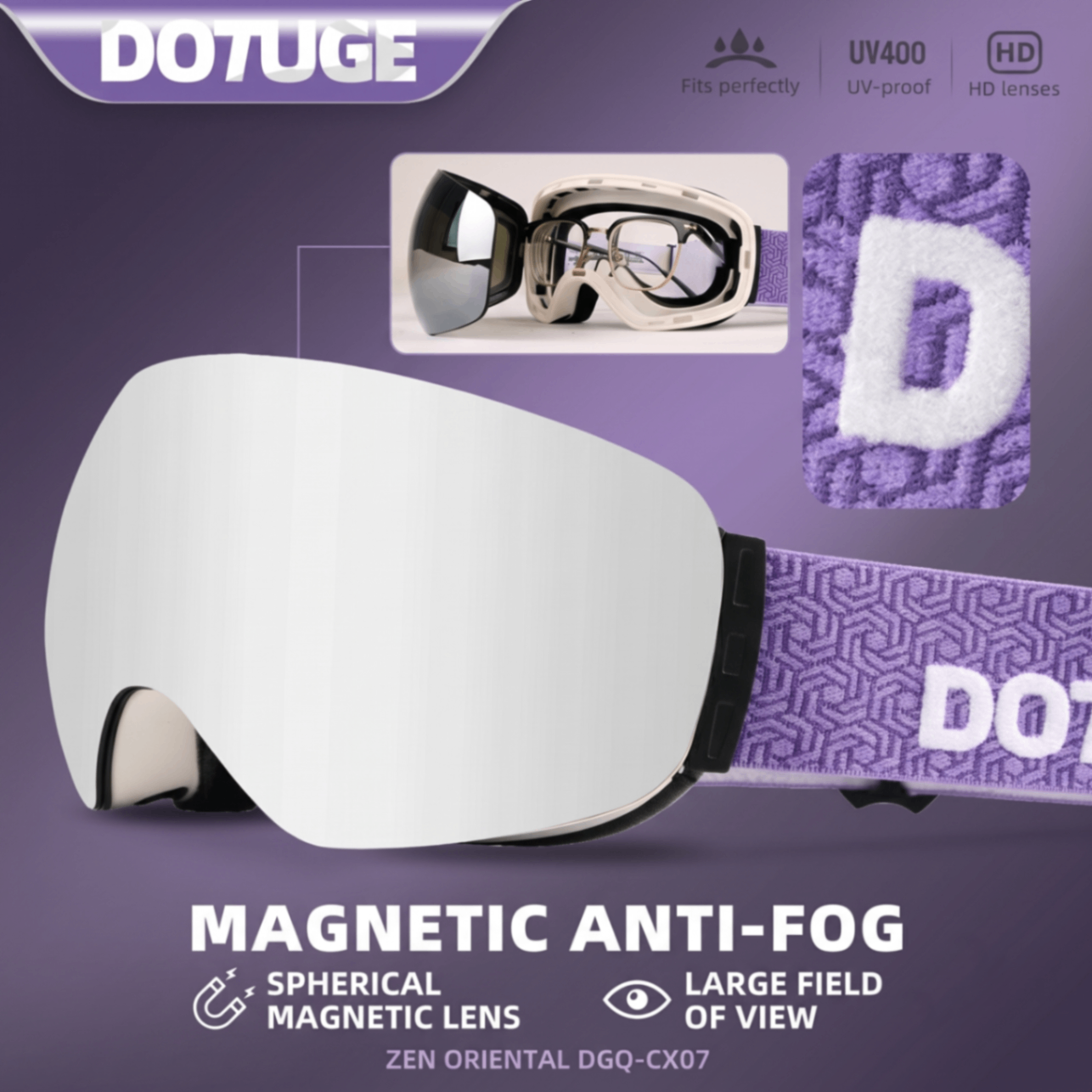 Magnetic Ski Goggles with HD Anti-Fog Spherical Lens view 2
