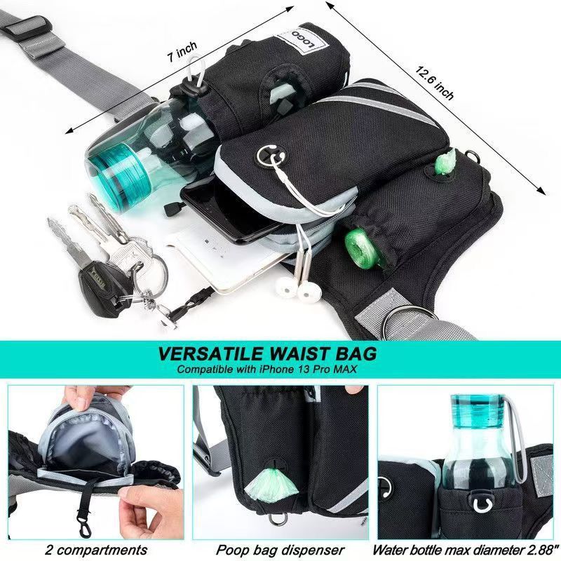 Hands-Free Dual Dog Leash Waist Pack for Running view 2