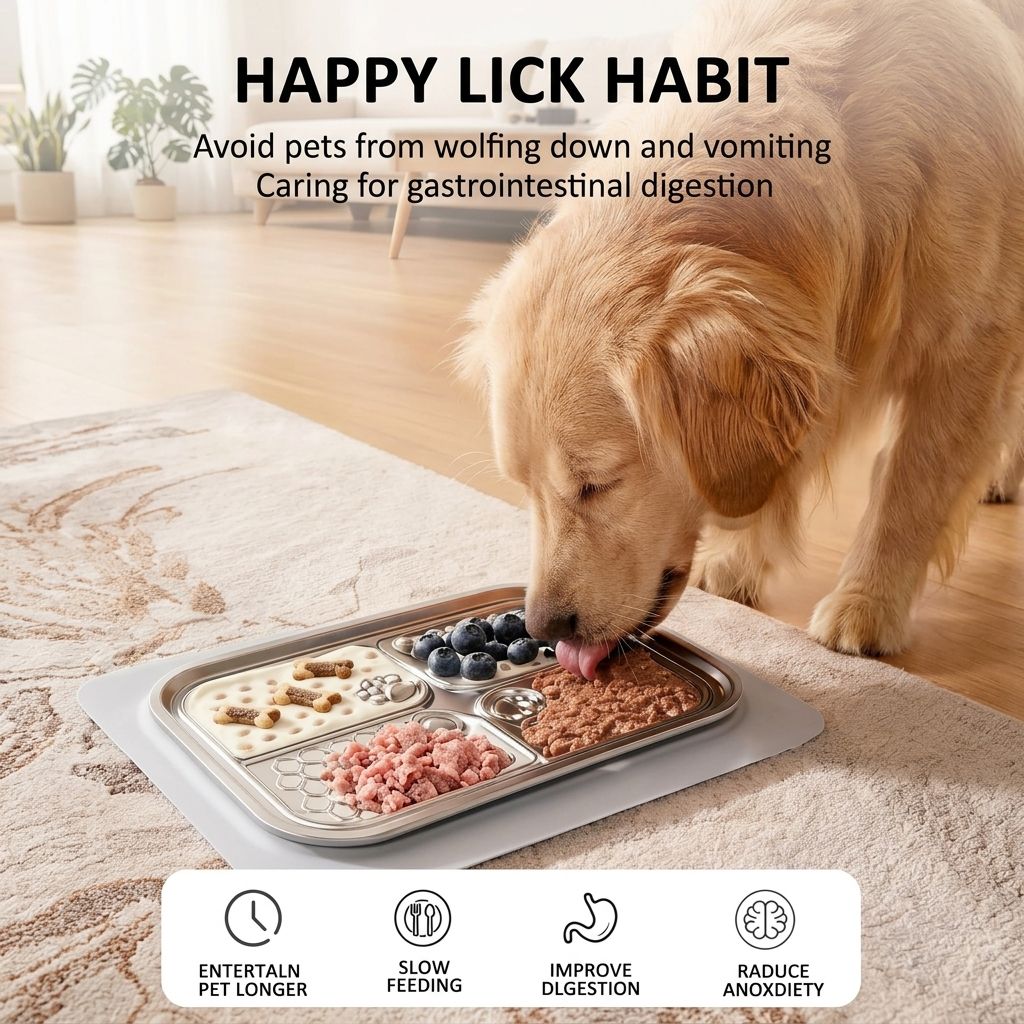 Slow Feeder Licking Mat for Pets with Stainless Steel Tray view 4