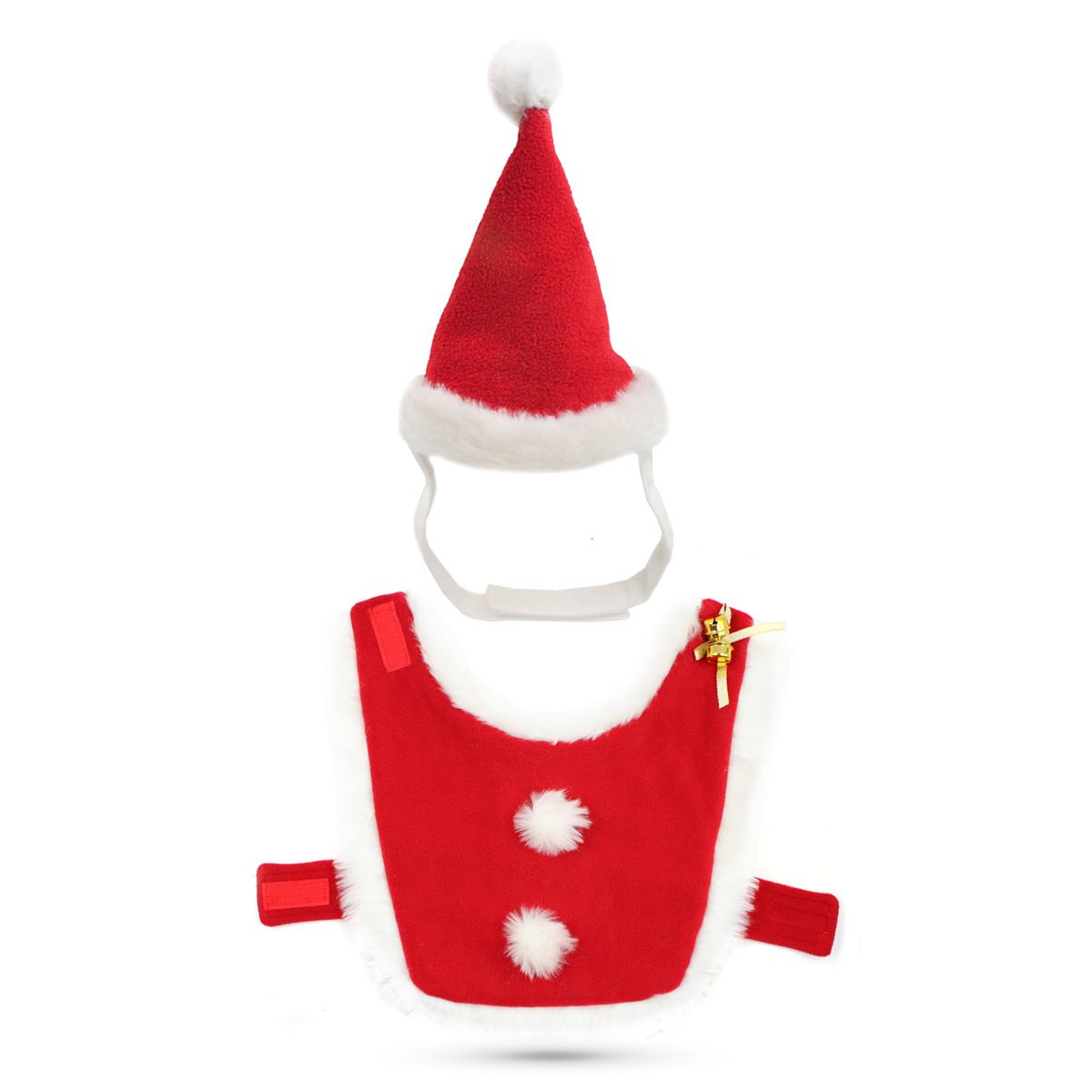 Christmas Pet Costume Set with Reindeer Antler Headband Santa Hat Scarf and view 7