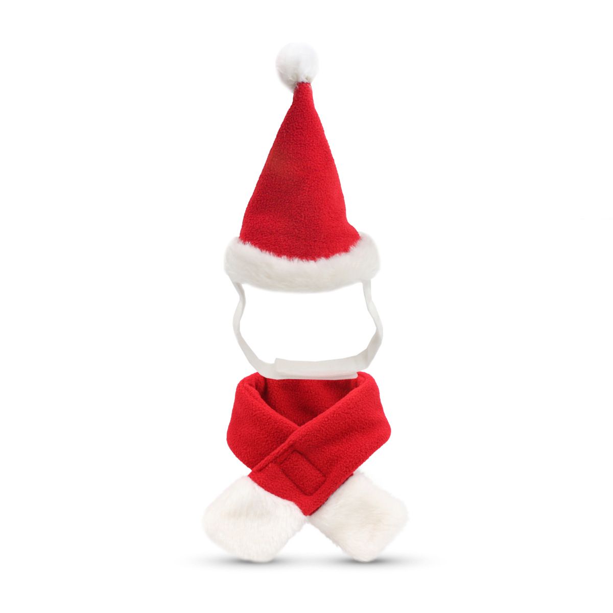 Christmas Pet Costume Set with Reindeer Antler Headband Santa Hat Scarf and view 12