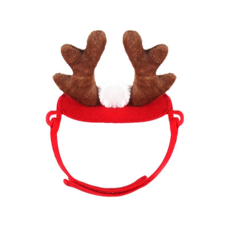 Christmas Pet Costume Set with Reindeer Antler Headband Santa Hat Scarf and view 13