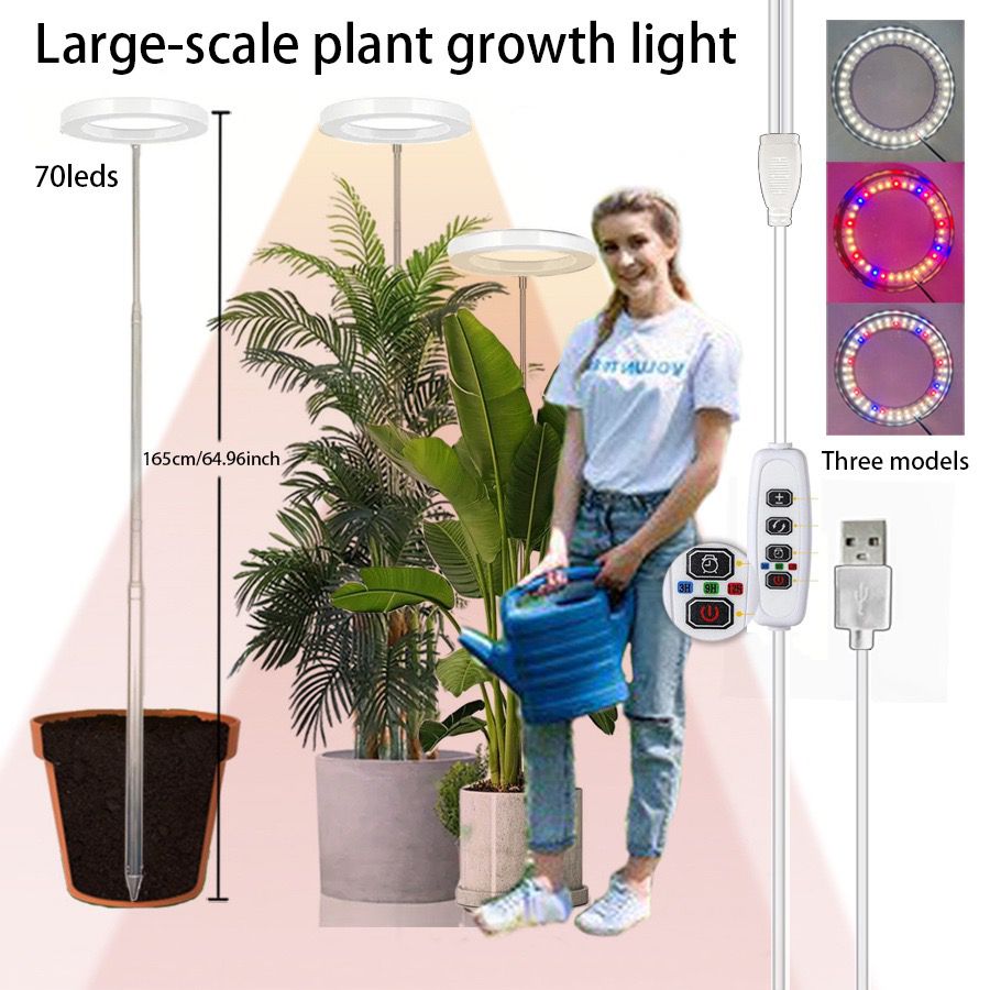 Versatile Floor Plant Grow Light with Full Spectrum LED Ring view 9