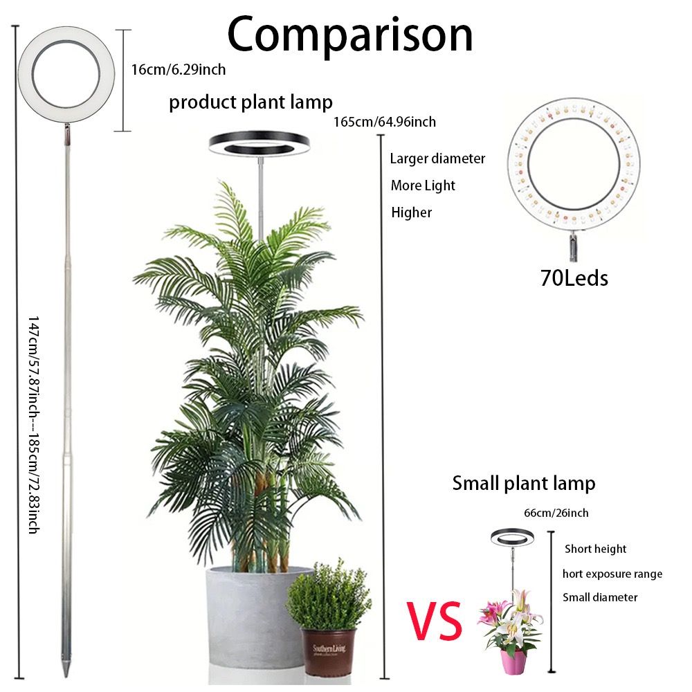 Versatile Floor Plant Grow Light with Full Spectrum LED Ring view 2