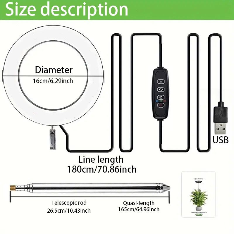Versatile Floor Plant Grow Light with Full Spectrum LED Ring view 3