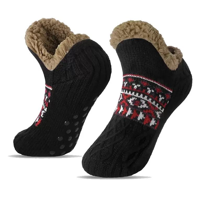 Men's Fleece-Lined Anti-Slip House Socks – Warm view 10