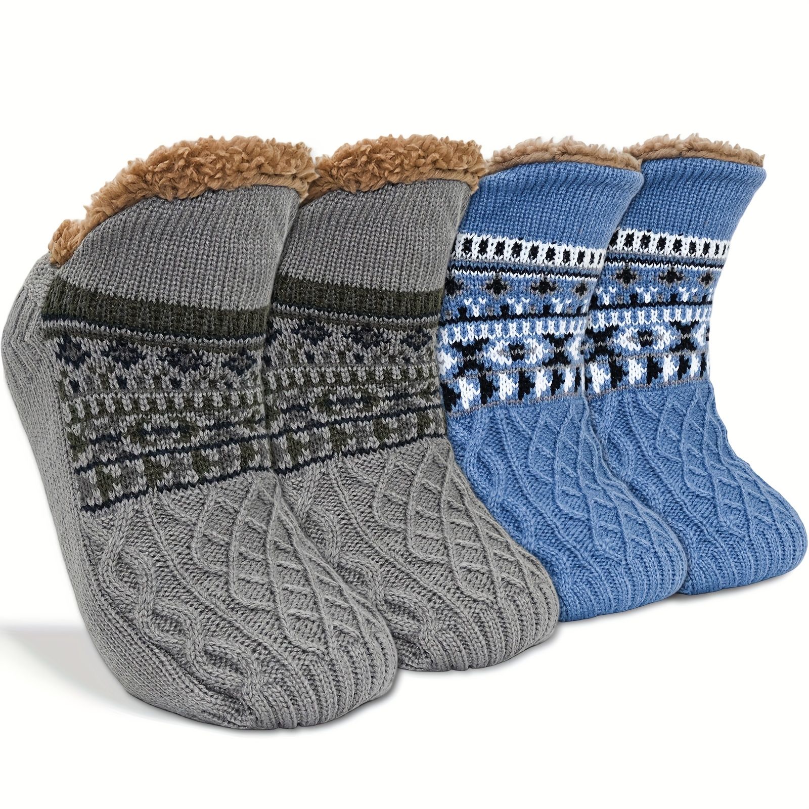 Men's Fleece-Lined Anti-Slip House Socks – Warm view 3