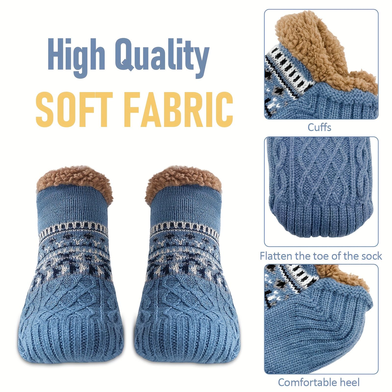 Men's Fleece-Lined Anti-Slip House Socks – Warm view 6