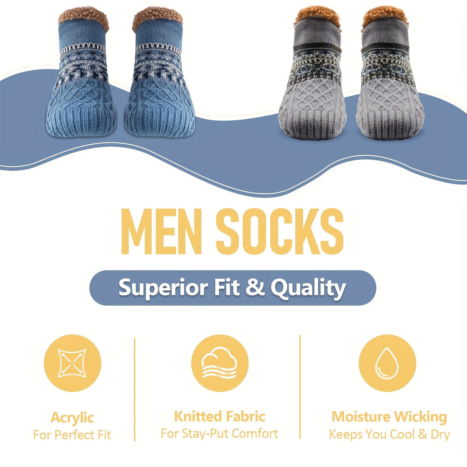 Men's Fleece-Lined Anti-Slip House Socks – Warm view 5