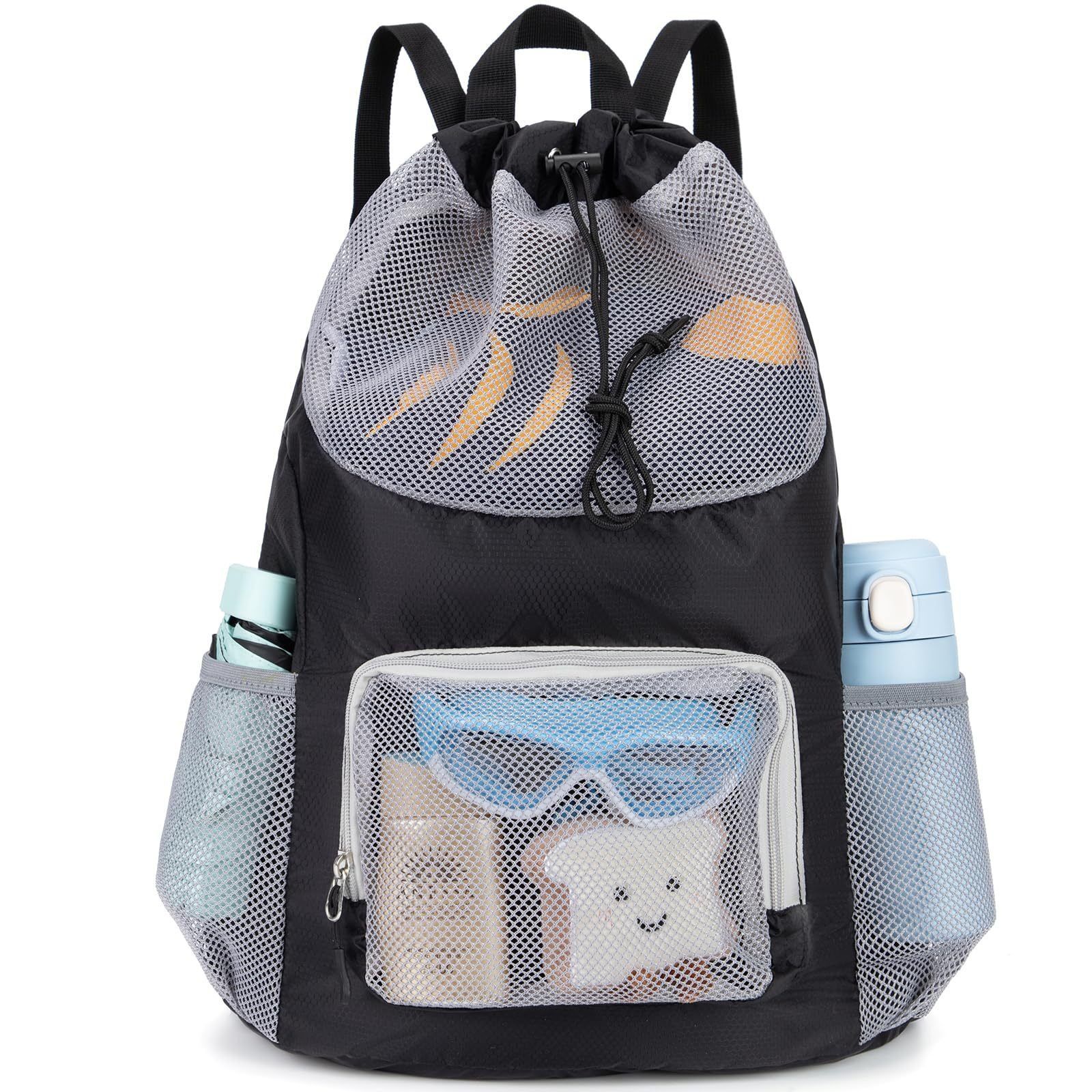 Drawstring Mesh Backpack Waterproof Sports Gym Bag Lightweight Beach Swim
