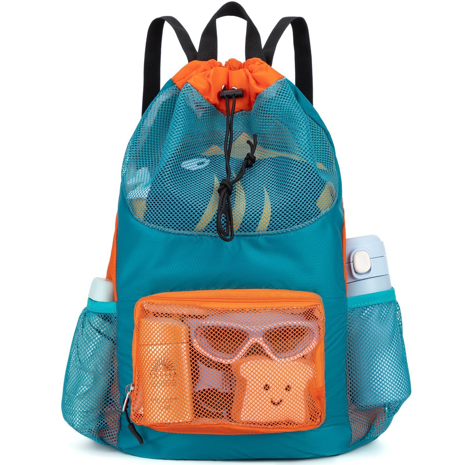 Drawstring Mesh Backpack Waterproof Sports Gym Bag Lightweight Beach Swim