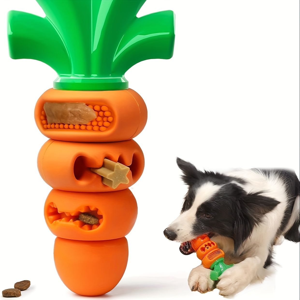 Interactive Carrot-Shaped Dog Chew Toy for Dental Health view 2