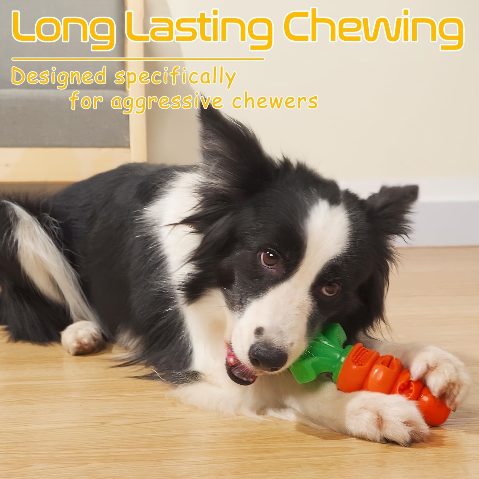 Interactive Carrot-Shaped Dog Chew Toy for Dental Health view 4