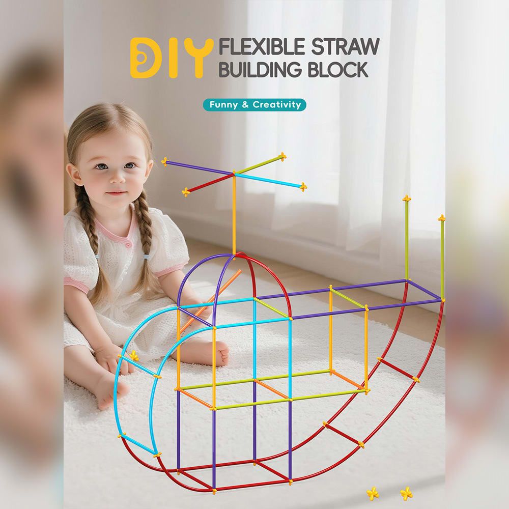 DIY Flexible Straw Building Blocks for Kids Ages 3-6 view 3