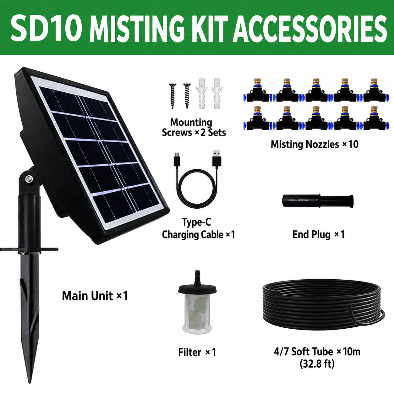 Solar-Powered Automatic Misting Irrigation Kit with Smart Timer view 2