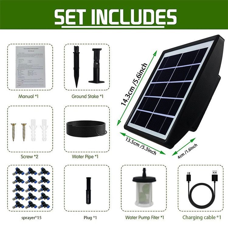Solar-Powered Automatic Misting Irrigation Kit with Smart Timer view 10