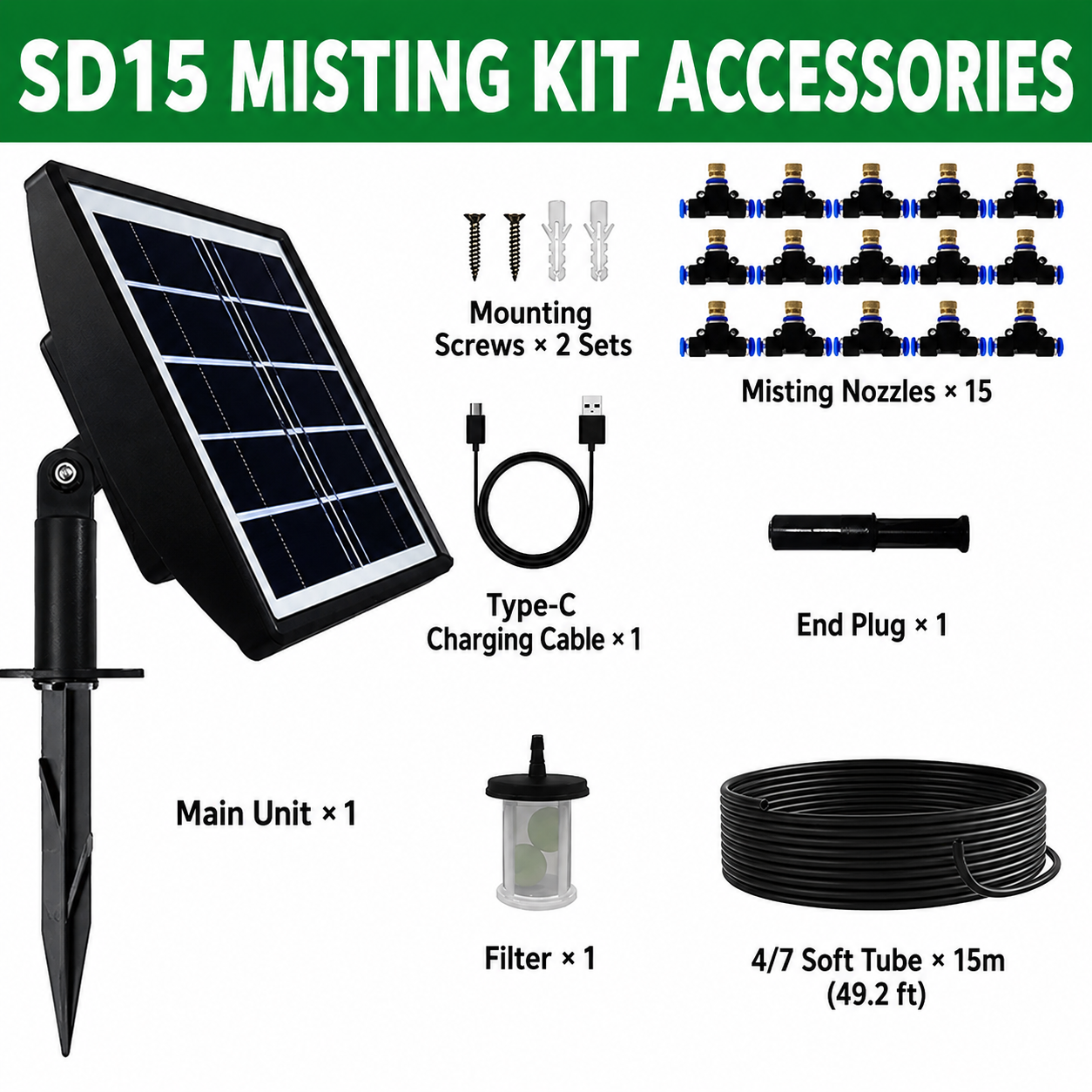 Solar-Powered Automatic Misting Irrigation Kit with Smart Timer view 14