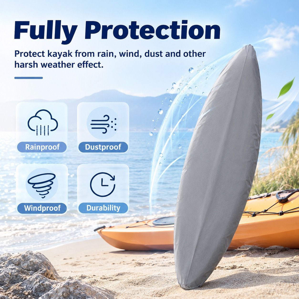 Heavy-Duty 600D Oxford Kayak Cover Waterproof UV-Resistant Canoe Protector view 4