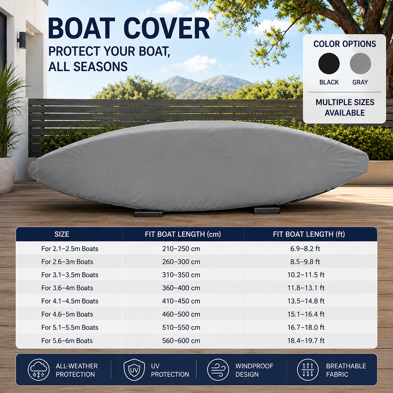 Heavy-Duty 600D Oxford Kayak Cover Waterproof UV-Resistant Canoe Protector view 2