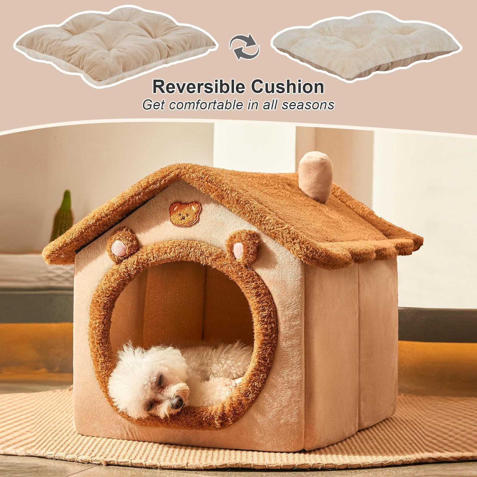 Cozy Pet Cave Bed for Cats and Small Dogs – Soft view 7