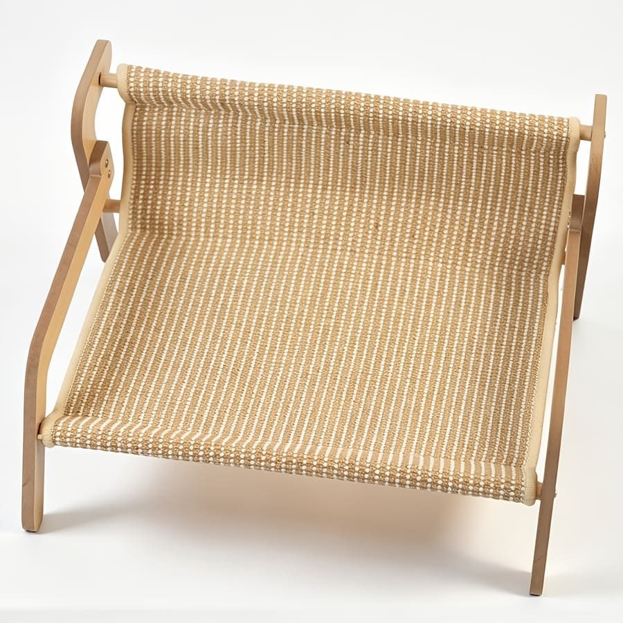Curved Wooden Cat Lounge Chair with Sisal Scratching Surface – Hammock-Style view 5