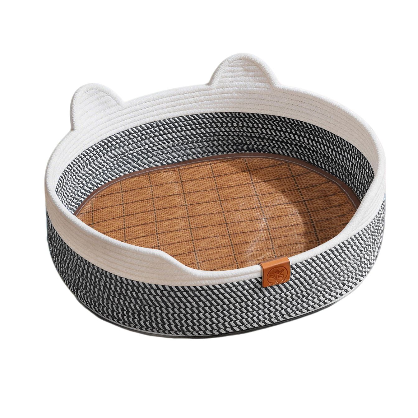 Handwoven Cotton Rope Cat Bed with Adorable Cat-Ear Design view 4