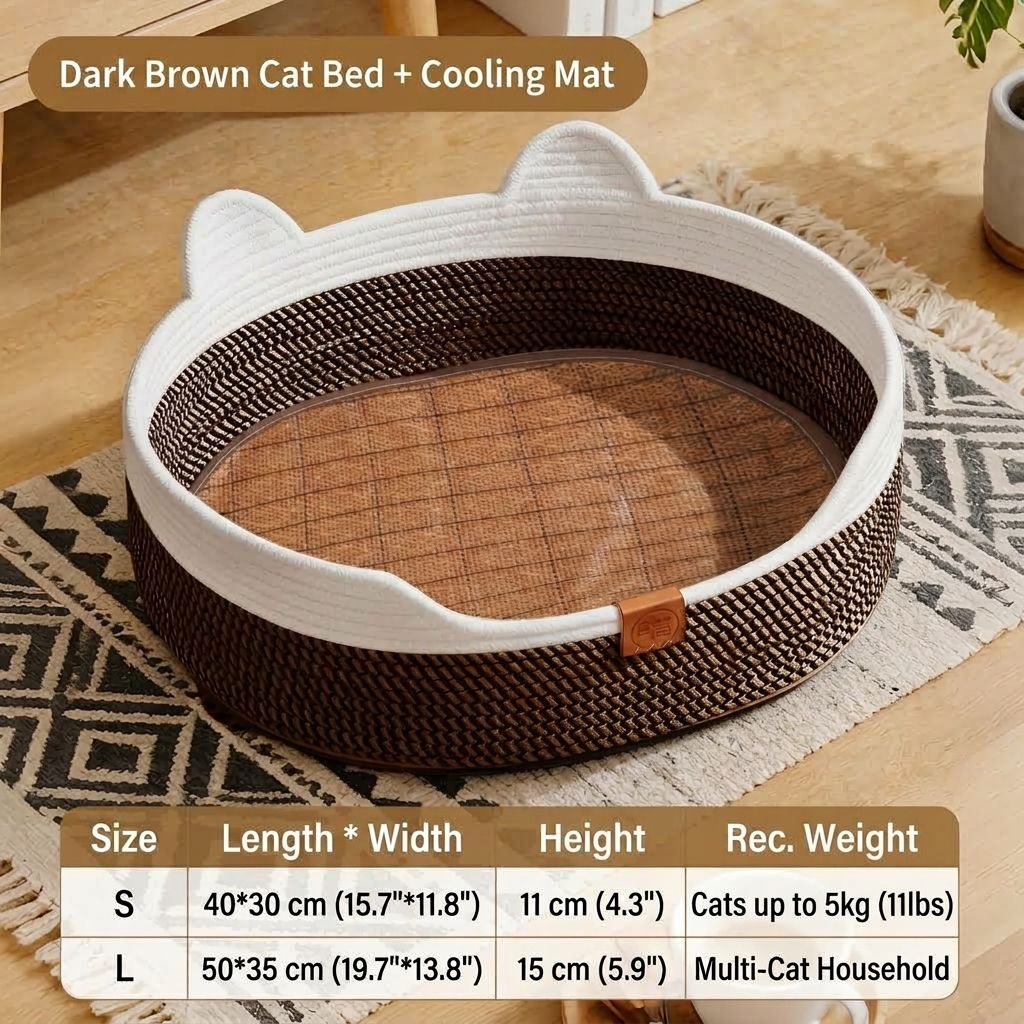 Handwoven Cotton Rope Cat Bed with Adorable Cat-Ear Design view 9