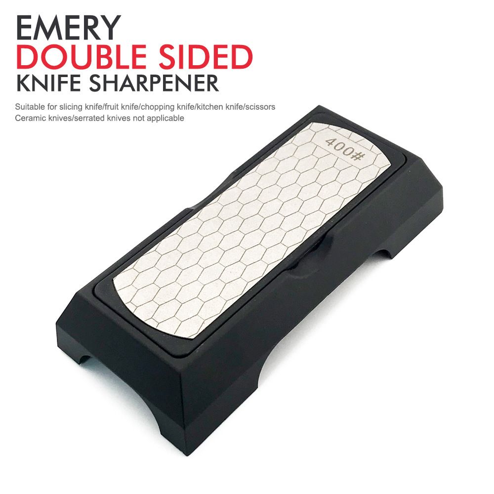 Double-Sided Diamond Sharpening Stone Knife Sharpener with Non-Slip Base for