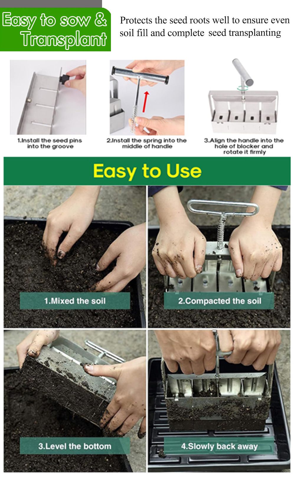 Manual 4-Cell Soil Block Maker for Seed Starting view 7