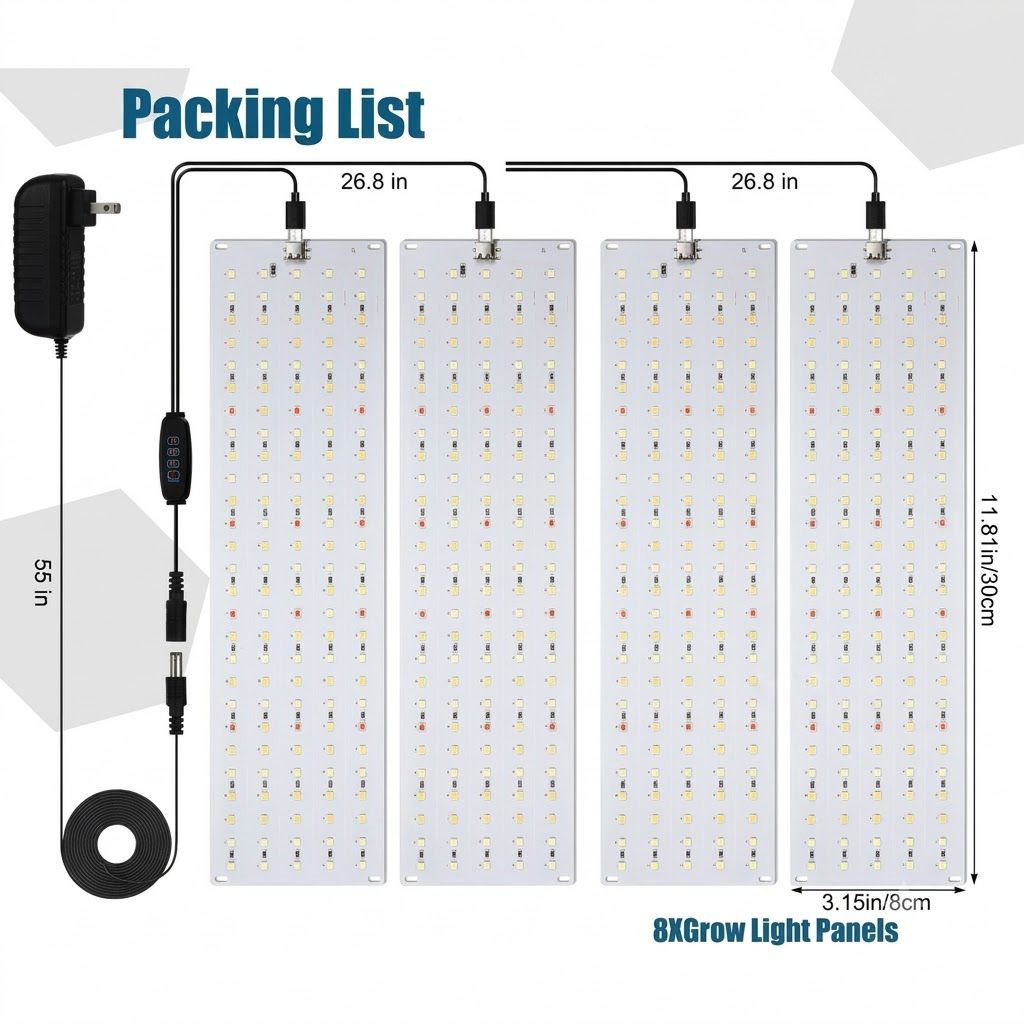 Indoor Full Spectrum LED Plant Grow Light Panel with Smart Timer – Adjustable view 13