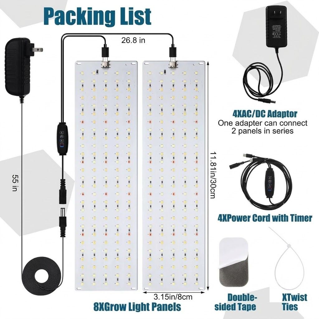 Indoor Full Spectrum LED Plant Grow Light Panel with Smart Timer – Adjustable view 14